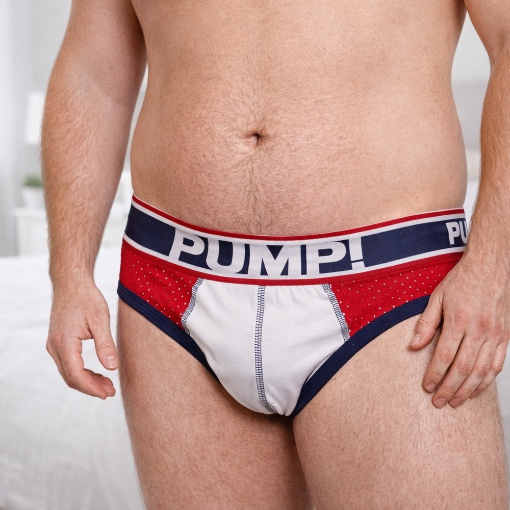 PUMP! Mesh Briefs Red/White/Blue Size XXL (34-36) NWT